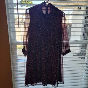 Uniqlo Maroon Burgundy print 3/4 Sleeve Dress Small